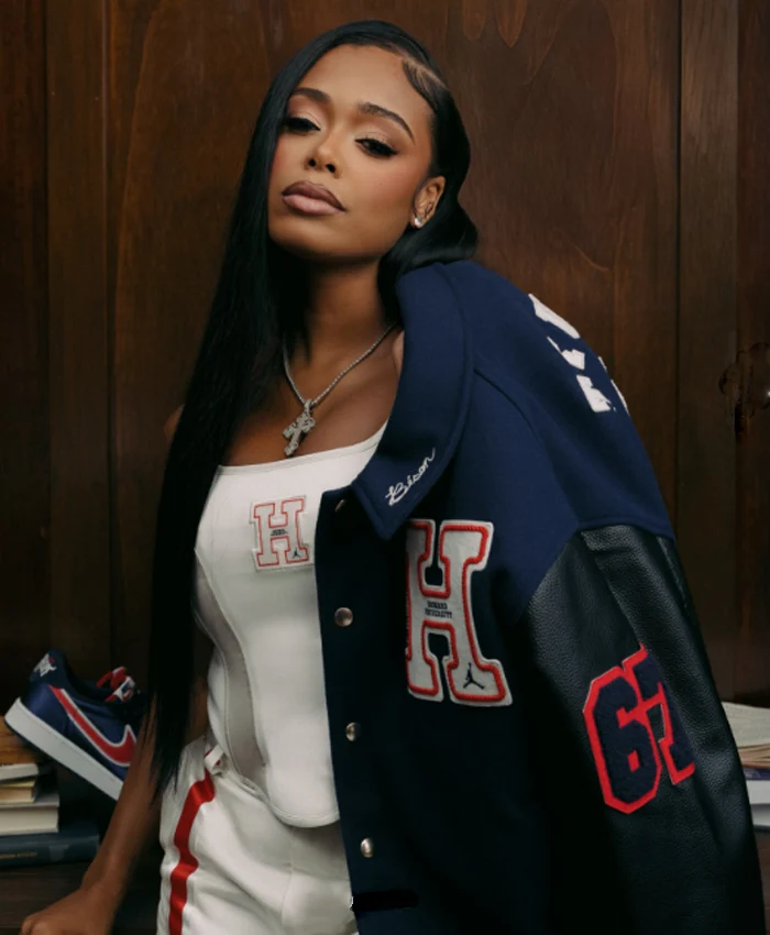 Buy Howard University x Jordan Lady London Blue and Black Varsity Jacket