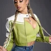 Buy Kelani Jordan WWE Next 2026 Cropped Moto Leather Jacket On Sale