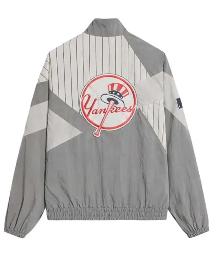 Buy Kith x NY Yankees Grey Pinstripe Lightweight Zip-Up Jacket