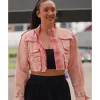 Buy Marina Mabrey Pink Fashion Nova Cropped Cargo Jacket Front View