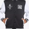 Buy Metallica Hardwired Icon White and Black Fleece Varsity Jacket Front View