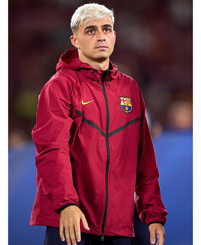 Buy Pedri FC Barcelona Pre Match Nike Tech Red Hooded Jacket