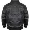 Buy Spider Man Black Real Leather Bomber Jacket for Men and Women Back View
