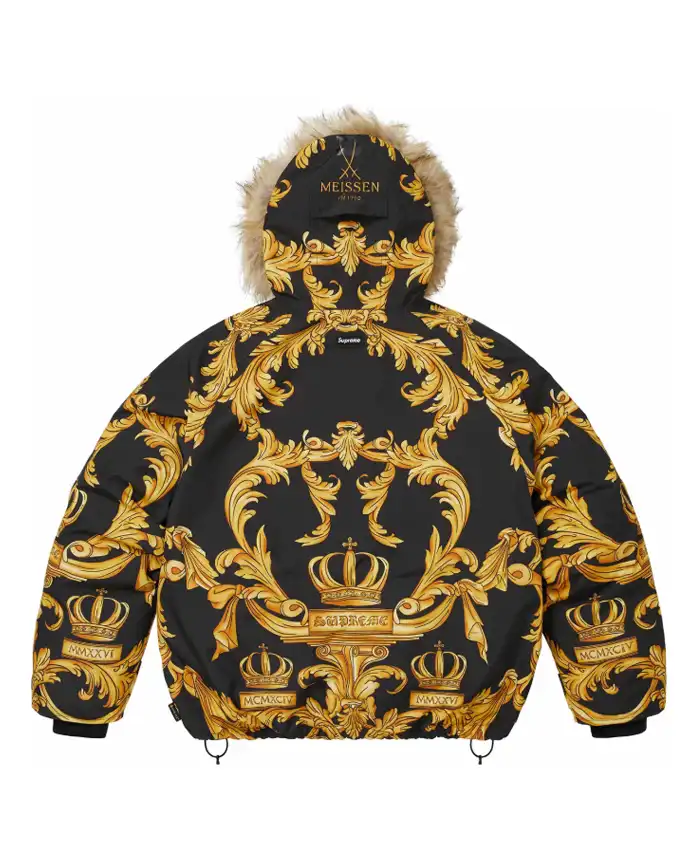 Buy Supreme POPEYE FW26 2-in-1 Meissen GORE-TEX Shel Gold Baroque Pattern Hooded Jacket Back