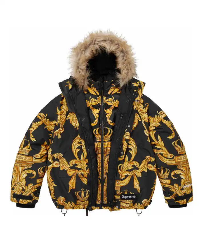 Buy Supreme POPEYE FW26 2-in-1 Meissen GORE-TEX Shel Gold Baroque Pattern Hooded Jacket