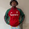 Buy Supreme x Umbro Red and Green Zip-up Track Jacket Front