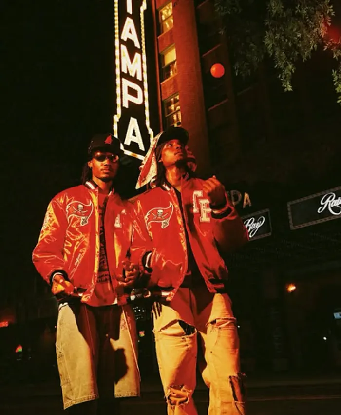 Buy Tampa Bay Buccaneers Raised By The Bay Red Bomber Jacket Front View