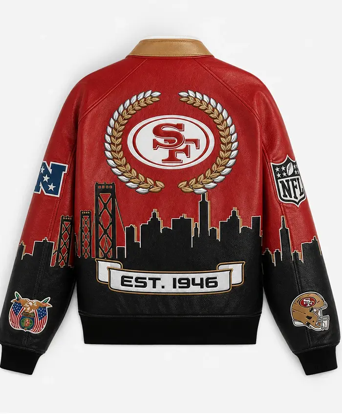 Buy The Golden Gate Dynasty X San Francisco 49ers Vegan Leather Skyline Jacket
