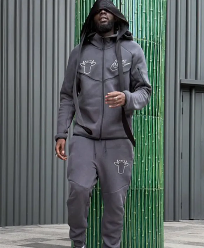 Buy Wagyu x Nike Tech Sheck Wes Grey Fleece Hooded Tracksuit On Sale
