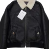 Chanel FW27 Shearling Collar Black Lambskin Leather Jacket Front