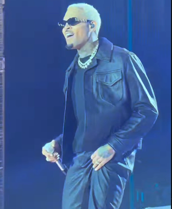 Chris Brown R&B Tour 2026 Black Leather Jacket