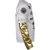 Black Chris Brown racing jacket with bold Spider-Man-inspired graphics