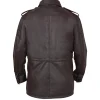 M65 Field leather jacket with a stand-up collar and button closure