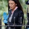 Di Emma Crane TV Series The Blame 2026 Michelle Keegan Black Leather Zip Up Jacket