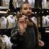 Drake FOMO 2026 Show Off Jewellry Room Brown Shearling Leather Jacket Front