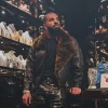 Drake Show Off Jewellry Room Shearling Leather Jacket