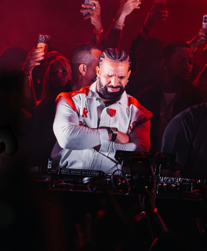 Drake Surprise Appearance at Taraka show Toronto 2026 White and Red Jacket