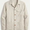 Ed Westwick US Open Tennis 2026 Beige Cotton Jacket Front View