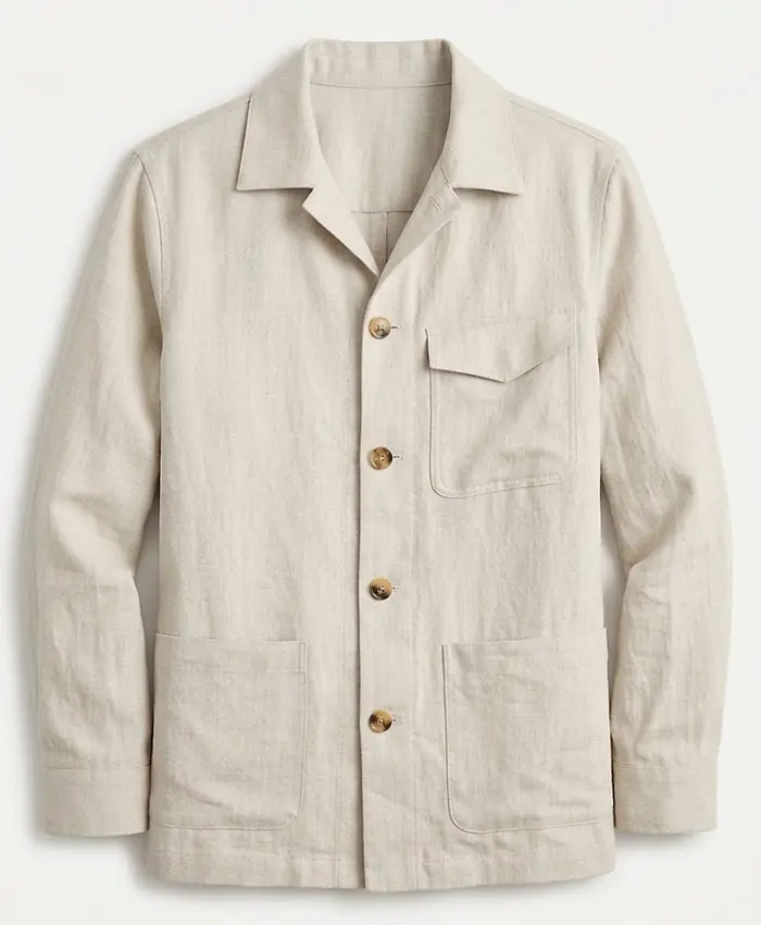 Ed Westwick US Open Tennis 2026 Beige Cotton Jacket Front View