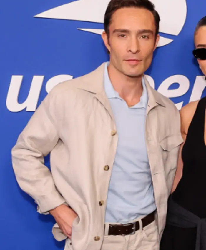 Ed Westwick US Open Tennis 2026 Beige Cotton Jacket On Sale