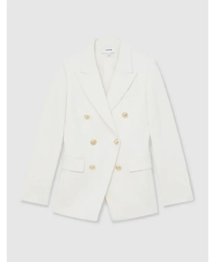 Elaine Clover TV Series Marble Hall Murders 2026 Amelia Bullmore White with Gold Button Blazer