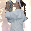 Elena Rybakina US Open 2026 White Geometric Print White Track Jacket Side View