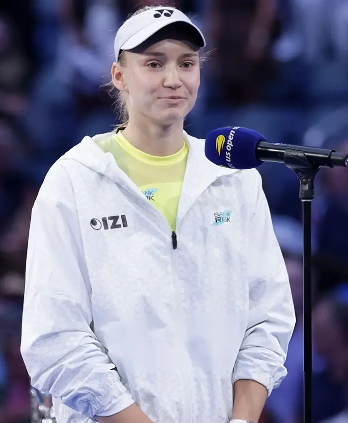 Elena Rybakina US Open 2026 White Geometric Print White Track Jacket