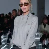 Emilia Clarke Prada Spring Show Milan Fashion Week 2027 Grey Cotton Jacket Front