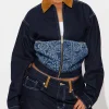 Fashion Nova Essex x Sonia Smith Dark Blue Denim Jacket On Sale