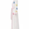 The Nanny white floral robe with shawl lapel collar and belted closure