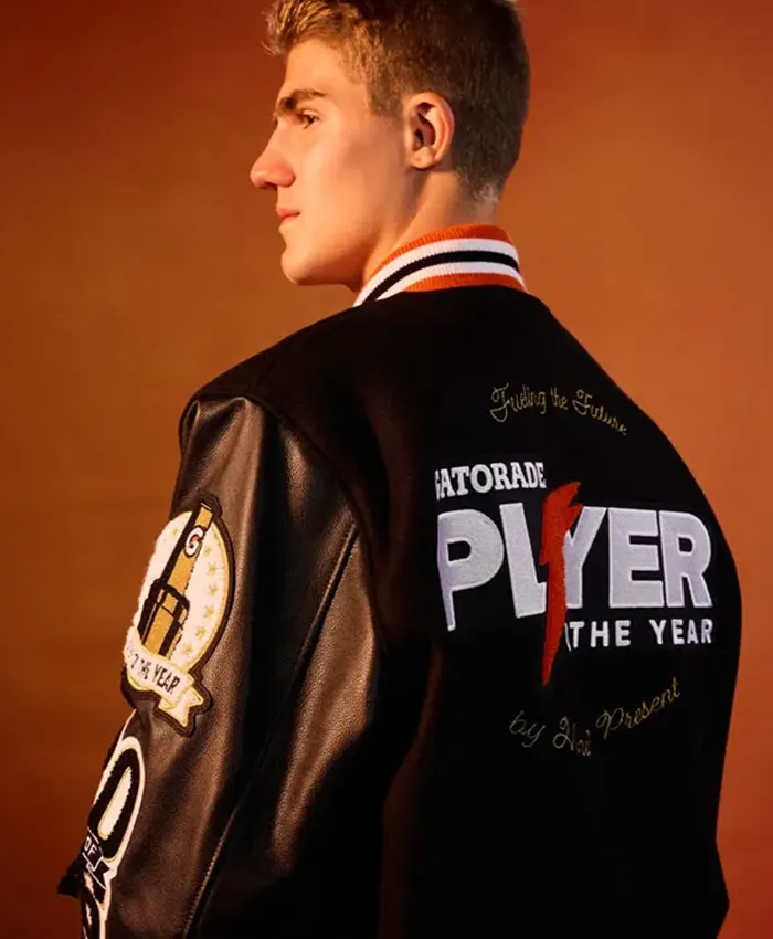 Gatorade National Players of the Year 2026 Black Wool and Leather Bomber Jacket Back View