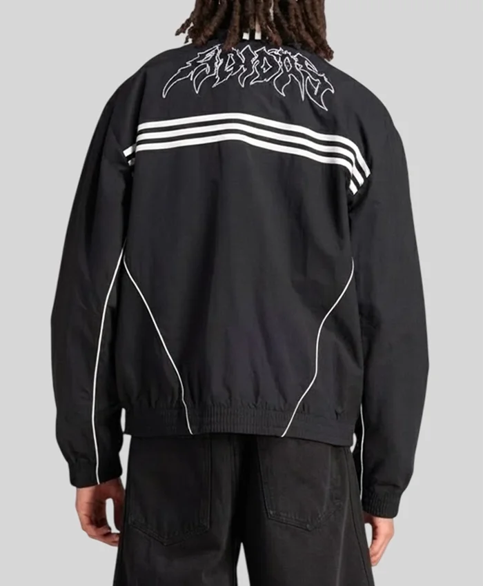 Get the Adidas Originals Flames 2026 Polyester Track Jacket Black Back