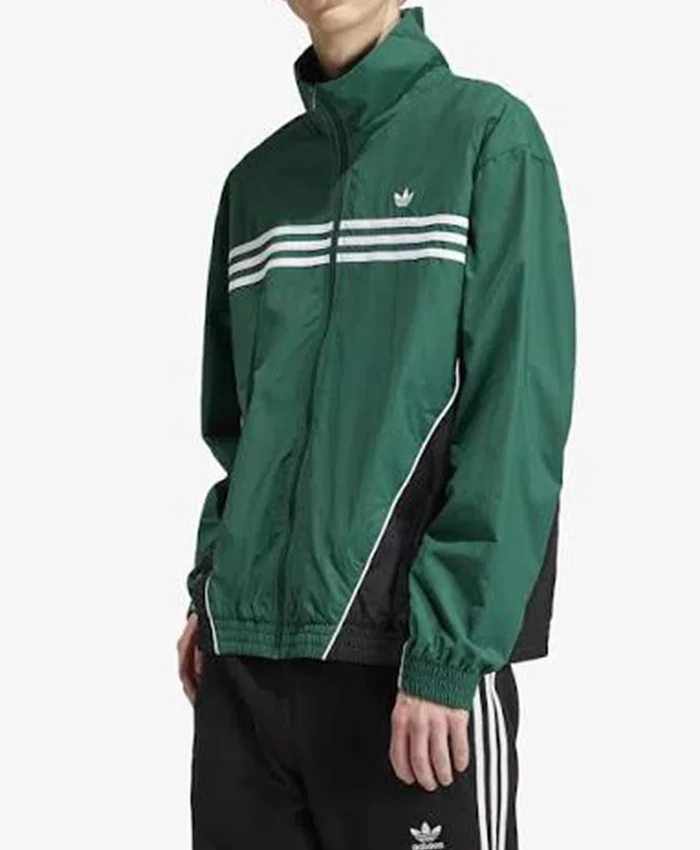 Get the Adidas Originals Flames 2026 Polyester Track Jacket Green Front