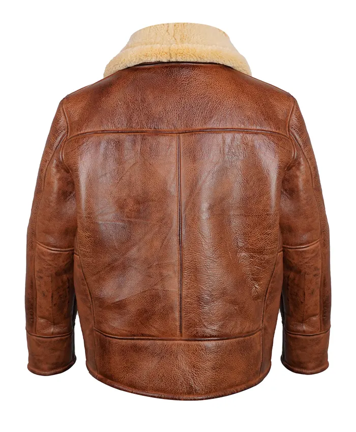 Get the Clark Aviator Brown Shearling Real Leather Jacket On Sale