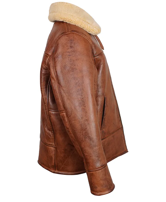 Get the Clark Aviator Brown Shearling Real Leather Jacket at Discounted Price