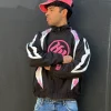 Get the Half Evil Sportswear Black and Pink Windbreaker Jacket