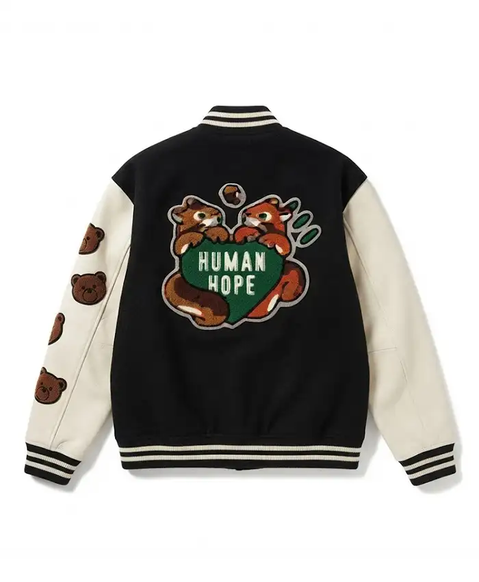 Get the Human Made x j-hope HUMAN HOPE Leather Varsity Jacket On Sale
