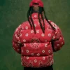 Get the P3ezy Denim Tears Unveils FW26 Collection Red Puffer Jacket Back View