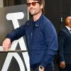 Glen Powell New York City 2026 Navy Blue Bomber Jacket On Sale