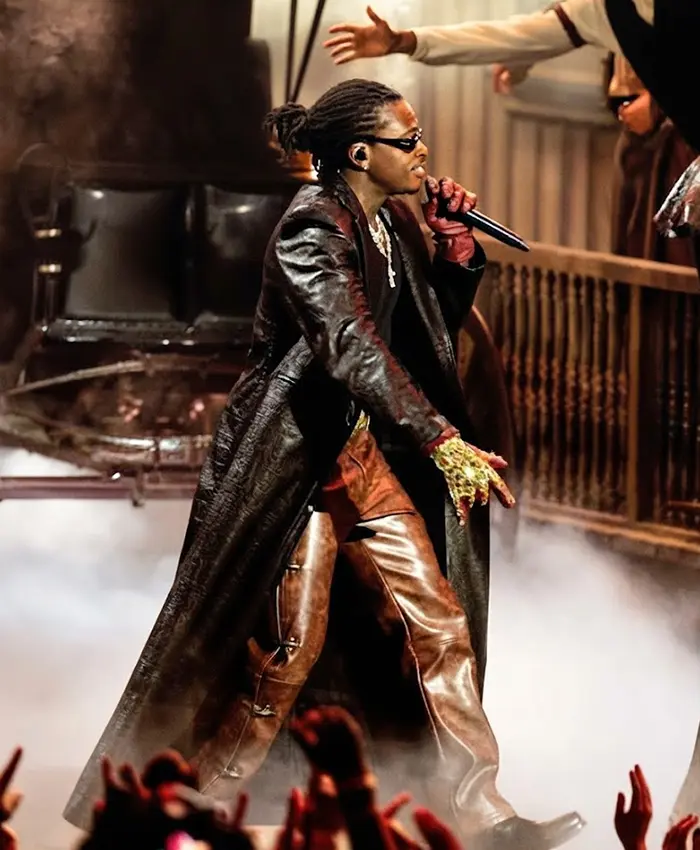 Gunna Performing Live On Stage MTV Video Music Awards 2026 Black Leather Coat Side View