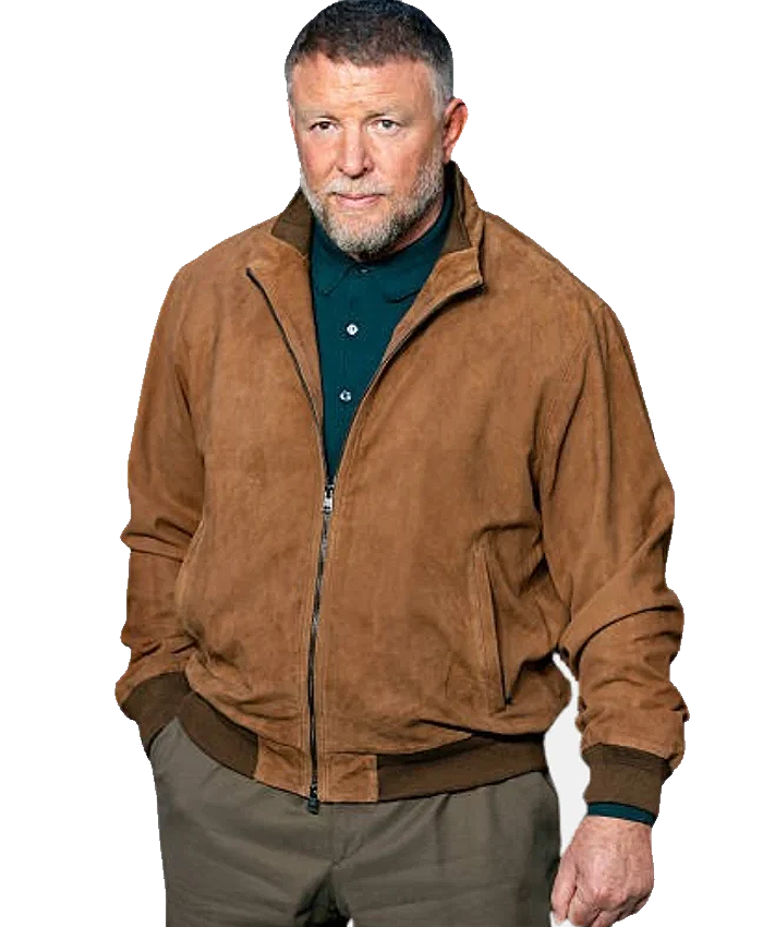 Guy Ritchie TV Series The Gentlemen 2026 Brown Suede Leather Bomber Jacket