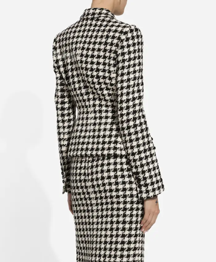 Hannah Waddingham TV Series Ted Lasso 2026 Rebecca Welton Black and White Houndstooth Blazer Back