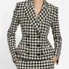 Hannah Waddingham TV Series Ted Lasso 2026 Rebecca Welton Black and White Houndstooth Blazer Front
