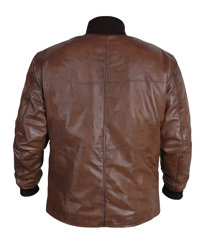 Harry Da Souza TV Series Mobland Tom Hardy Brown Leather Jacket Back