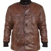 Harry Da Souza TV Series Mobland Tom Hardy Brown Leather Jacket Front