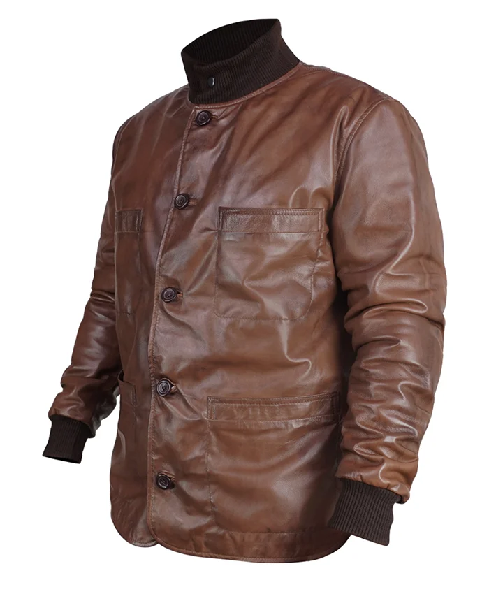 Harry Da Souza TV Series Mobland Tom Hardy Brown Leather Jacket Shop now