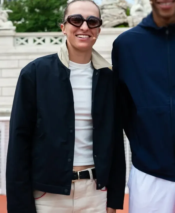 Iga Świątek Italian Open Draw Ceremony 2026 Navy Blue Jacket Front