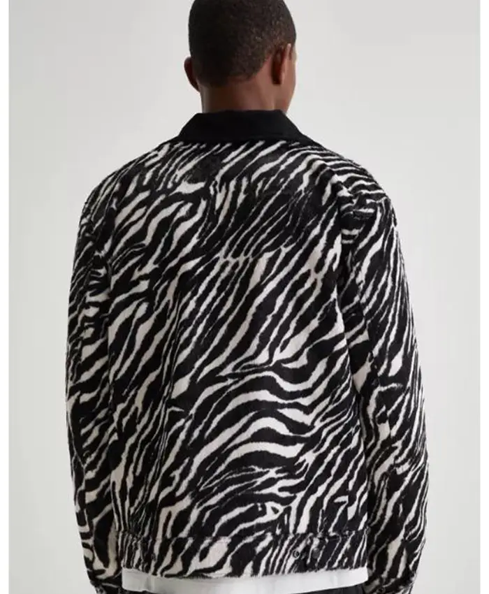 Isaac McAdoo TV Series Ted Lasso S04 Kola Bokinni Black & White Zebra Print Zip-Up Jacket Back View