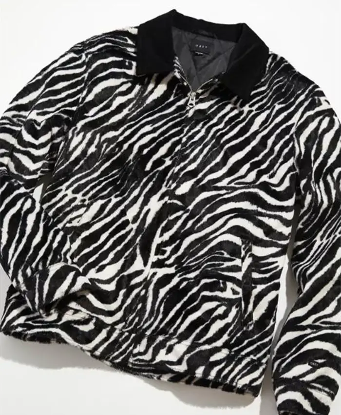 Isaac McAdoo TV Series Ted Lasso S04 Kola Bokinni Black & White Zebra Print Zip-Up Jacket