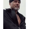James Belmont Movie Heart Of The Beast 2026 Brad Pitt Black Suede Jacket Front Side